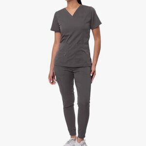 Gray Women's V-Neck Scrub Top